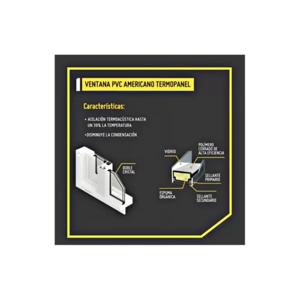Ventana Termoacústica PVC 0.70x0.50m - Imagen 3